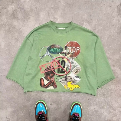 kopen zwart geknipt grafisch T-shirt mannen 3/4 mouw Shirt zwaargewicht Printed Cut Raw Curved Hem Boxy online manufacture