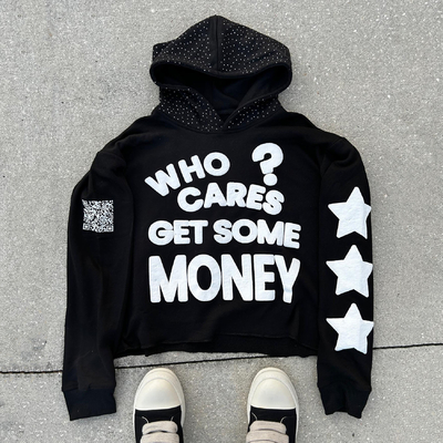 kopen Rhinestone zwart 3d maat puff print hoodie trui 100% katoen zwaargewicht box oversized mannen online manufacture