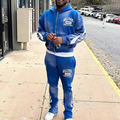kopen Custom Streetwear Vintage gesneden Zip Hoodie en Sweatpants Set met handdoek borduurwerk online manufacture