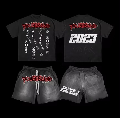 kopen Custom Vintage Washed Graphic Tank Top en Sweat Shorts voor mannen met digitale afdruk online manufacture