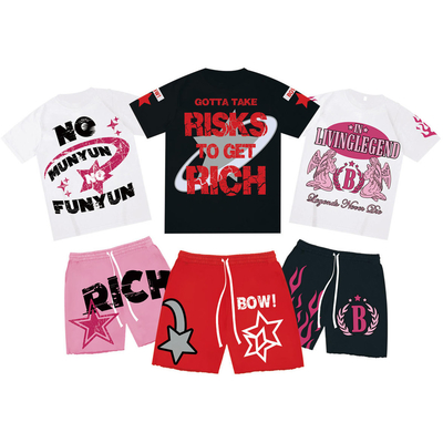 kopen Casual Daily Life 2 Piece Set Mens Vintage gewassen zuur wassen Sweat Shorts En T-shirts online manufacture