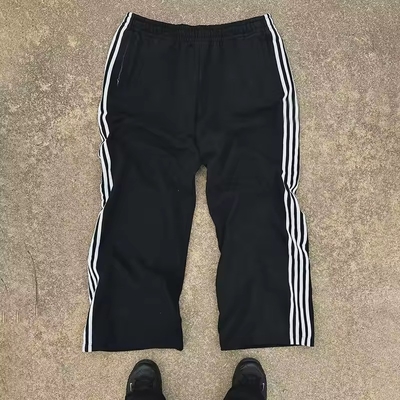 kopen 360 gsm 400 gsm Franse Terry-sweatpants met aangepaste strepen en Flare Stacked Baggy Style online manufacture