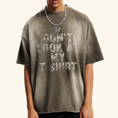 kopen 320Gsm zuurwas oversized T-shirt T-shirt katoen zwaargewicht T-shirt Vintage zon vervaagde straatkleding online manufacture