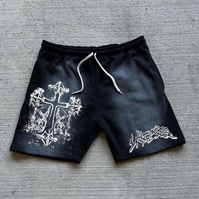 kopen Gebreide, op maat gemaakte, grafische afdrukken Vintage acid wash broek voor mannen in katoen online manufacture