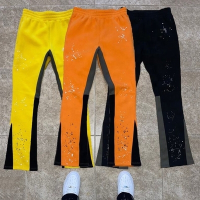 kopen Op maat gemaakte etiketten Mensen jogger track zweetbroek zakbroek verf splatter stapel opgeblazen zweetbroek online manufacture