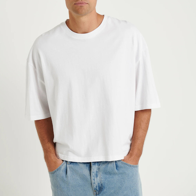 kopen zwart doosjeschroeve grafische T-shirt Mensen T-shirt zwaargewicht katoenen doos gesneden fit korte mouw Crop T-shirt online manufacture