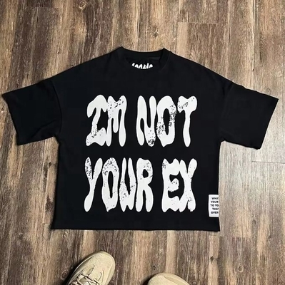 kopen Heavy Cotton Crew Neck T-shirts met korte mouwen en oversized Applique Patchwork online manufacture