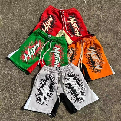 kopen Op maat gemaakte katoenen streetwear jogger baggy zure wassing bladerdeegprint casual grote maten sweatshorts online manufacture