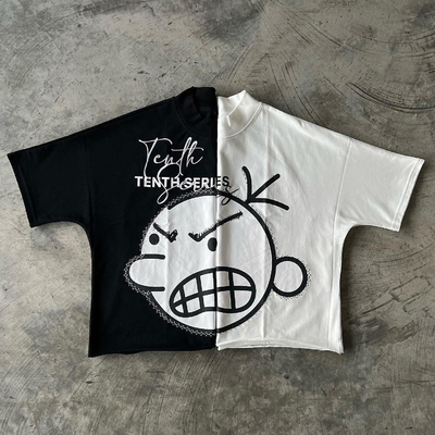 kopen 400 gram dikke kraag borduurwerk drop schouder oversized witte doos geknipt T-shirt mannen online manufacture