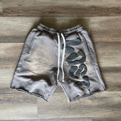 kopen Zuurwas Zonnevervaagd Oversized Shorts Custom Logo Puff Print Mensen Frans Terry Joggers online manufacture