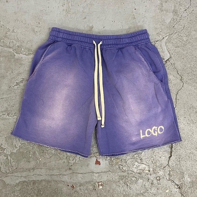 kopen Elastische taille touw band Vlies Zonnevervaagde zweetbroek voor mannen Zomer joggen stijl online manufacture