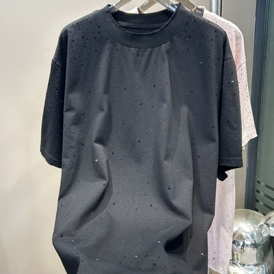 kopen Etiket zwaargewicht strass T-shirt op maat voor Streetwear Over Size Vintage Look online manufacture