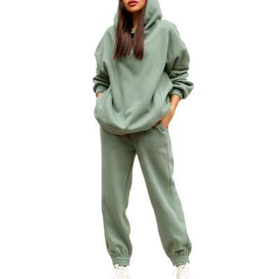 kopen Gepersonaliseerde vrouwen sweatsuits Plain Blank Hoodie en Sweatpants Set voor het herfstseizoen online manufacture