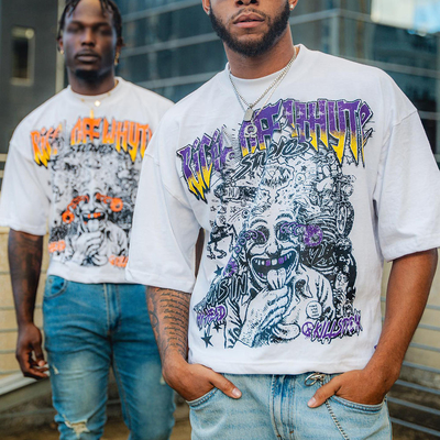 kopen Mensen Boxy Gym T-shirt Streetwear 350 gsm Heavyweight Mock Neck Printing T-shirt online manufacture