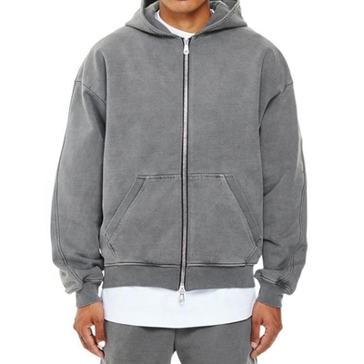 kopen Adembenemend Custom Logo Mensen 100% katoenen hoodie Frans Terry Zipper Up Oversized online manufacture