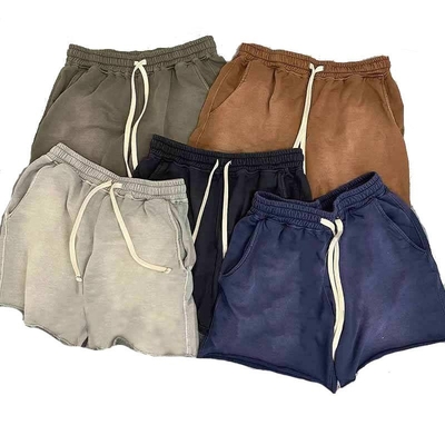 kopen zwarte vriend vintage zuur was shorts Raw Edge zware katoen Frans Terry Vlee Sweat Shorts Men's Run online manufacture