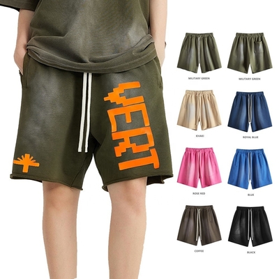 kopen Jeans zuurwasshorts mannen vrouwen zomer 440G zwaargewicht helling aap was halve korte broek online manufacture