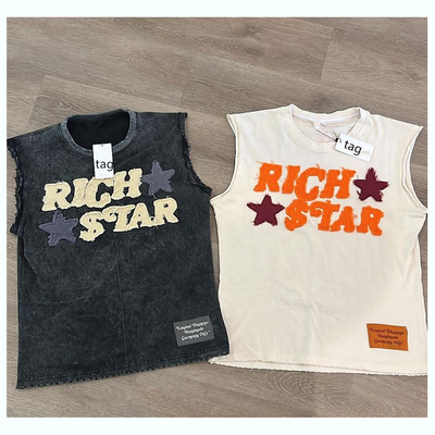 kopen Mensen Hip Hop 100% Cotton Acid Gewassen Sleeveless Tank Top met Custom Logo Borduurwerk online manufacture