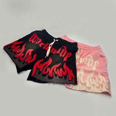 kopen Custom Zonnevervaagde katoen Frans Terry Applique Borduur Acid Wash Mensen Sweater Shorts online manufacture