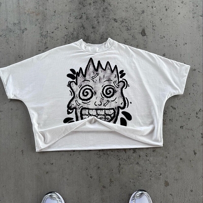kopen 300 gsm Oversized Heavyweight 100% katoenen T-shirt met Custom Print Boxy Fit Crop Tee online manufacture