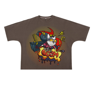 kopen Cotton Mensen oversized T-Shirt In 300 Gsm Cotton naadloos korte mouw doos geknipt shirt mannen online manufacture