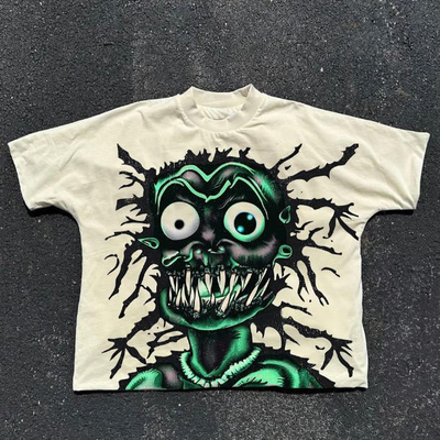 kopen Gebreide katoenen T-shirt voor mannen met een DTG-print en een boxed crop design online manufacture