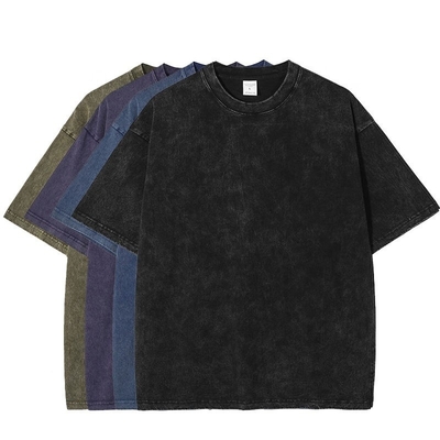 kopen Vintage T-shirt voor mannen 100% katoen gewassen met zuur zwaargewicht op maat witte steen gewassen online manufacture