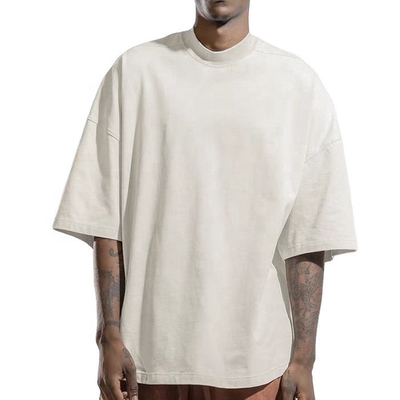 kopen Persoonlijke afdrukken 100% katoenen rib Mock Neck Blank T-shirt voor mannen Weefmethode Gebreide online manufacture