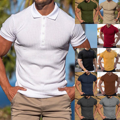 kopen Custom Print Polyester Polo Shirts Kleurrijk gestreept ontwerp voor mannen actieve levensstijl online manufacture