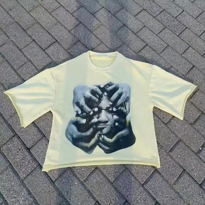 kopen Custom Logo Frans Terry Screen Printing T-shirt zwaargewicht overgrote gesneden voor mannen online manufacture