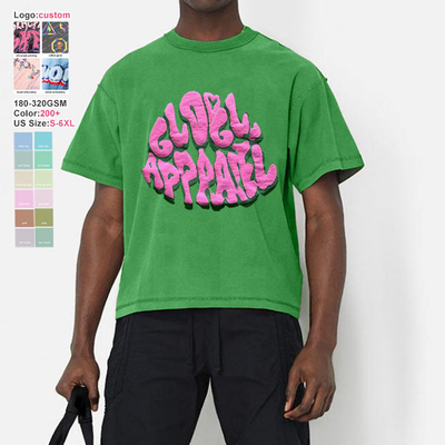 kopen Vintage gewassen T-shirt voor mannen en vrouwen zomer 2024 dikke nek gesneden rauwe hem gesneden online manufacture