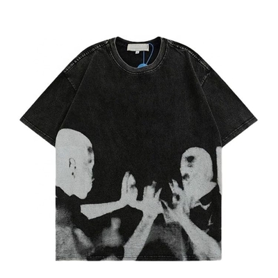 kopen 200gm 300gm 400gm Digitaal gedrukt Vintage Acid Washed T-shirt voor mannen online manufacture