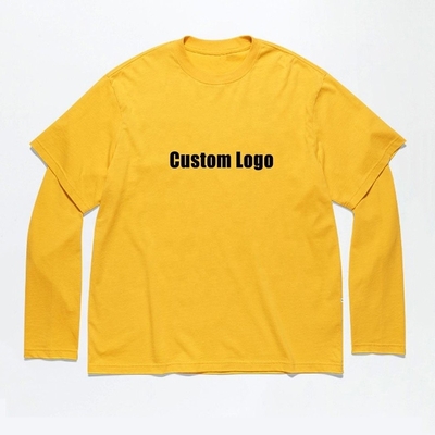 kopen Grafisch drukwerk Acid Stone Wash Vintage Double Layer Long Sleeve T-Shirt voor mannen online manufacture
