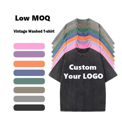 kopen Solid of Custom Pattern Type Mensen T-shirts Acid Wash Vintage Support Gepersonaliseerd Logo online manufacture
