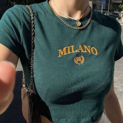 kopen 2024 Custom Borduur Letter Logo Crop Top Baby Tees Vrouwen Y2k Tight Tshirt online manufacture