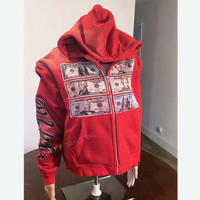 kopen Unisex Hoodie met zonnebloemige uitstraling en zip-up sluiting in zuur gewassen afwerking online manufacture