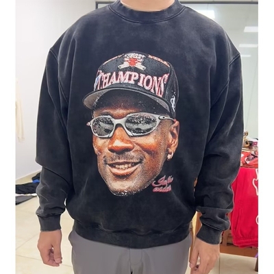 kopen Mensen oversized crew neck sweatshirt DTG Printing Logo Acid Wash online manufacture
