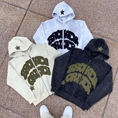 kopen High Weight Cotton Custom geborduurde hoodies in vintage distressed stijl voor mannen online manufacture
