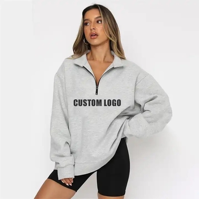 kopen Vrouwen lange mouw rits op Hoodies vrouwen half rits op gedrukt ontwerp online manufacture
