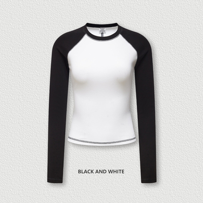 kopen 5xl 4xl 3xl 100 katoenen lange mouwen T-shirts O-Neck Collar Vrouwen Y2k Vintage Contrast Raglan Wit online manufacture
