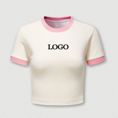 kopen Custom Y2k Graphic Printed Streetwear Roze Baby Tee Ringer Crop Top T-shirt voor vrouwen online manufacture