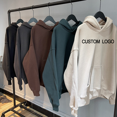 kopen Dikke Franse Terry Fleece mannen grote oversized capuchon Drop bruin grijs schouder capuchon stijl trui online manufacture