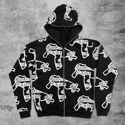 kopen Kleurrijke aangepaste gezichtszak voor mannen Full Zip Up Hoodie Katoen Franse Terry Blanks Overall Print Unlined online manufacture
