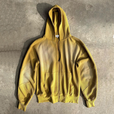 kopen Vintage zonvervaagde zuurwas wafel gebreide capuchons voor S-6XL of streetwear op maat online manufacture