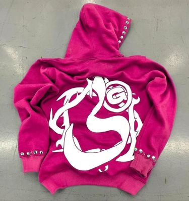 kopen mannen rhinestone zip up hoodie Vintage Acid Wash Streetwear Hoodie Sweatshirt online manufacture