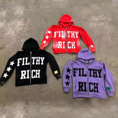 kopen Borduurwerk paar hoodies Herfst Streetwear 400gm Katoen Patches Zuur Wassen Zon Vervaagd Zip Up Hoodie online manufacture
