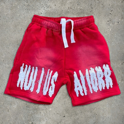 kopen Rood hardlopend zuur wassen stress korte broek set Vintage Style Sun Fade Sweat Shorts Geborduurd Logo online manufacture