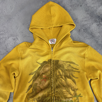 kopen Men's Custom Waffle Knit Zip Hoodie Zwaargewicht Oversized Distressed Vintage Acid Wash online manufacture