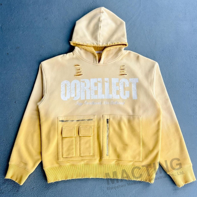 kopen Custom Streetwear Oversized Heavyweight 500gm 100% Cotton Acid Wash Zonvervaagde Zip Up Hoodie Mannen met Zipper Pockets online manufacture