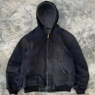 kopen Aangepaste zuur gewassen oversized noodlijdende sweatshirt trekkoord Denimx hoodie-jassen met rits online manufacture